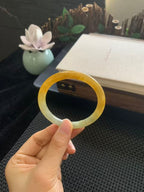 Icy Jadeite Bracelet with Yellow Fei Hues