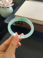 Ice-grade Jadeite Bangle with Floating Green