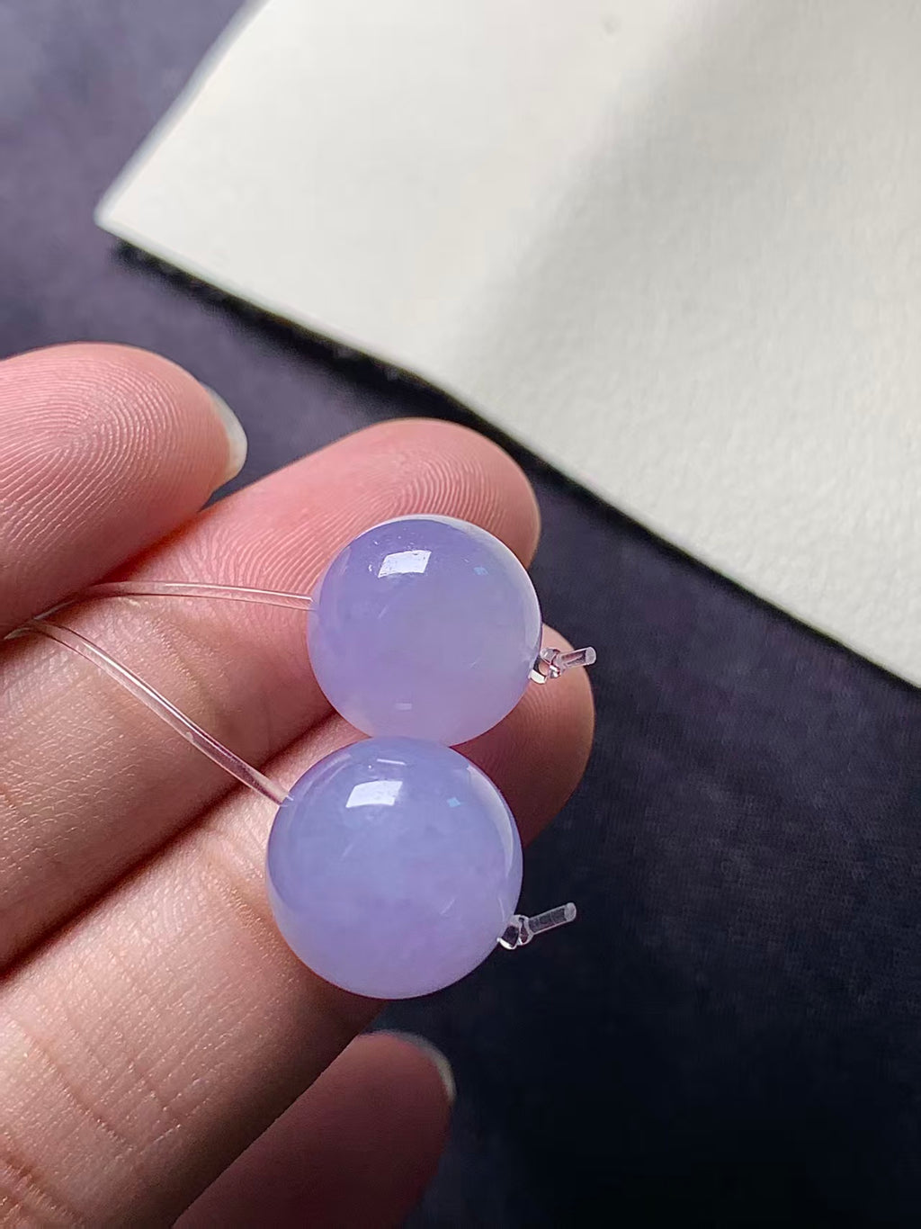 Pair of Lavender Jadeite Beads