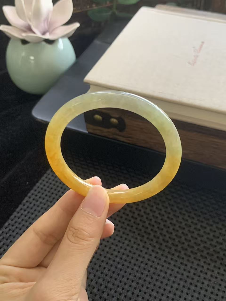 Icy Jadeite Bracelet with Yellow Fei Hues