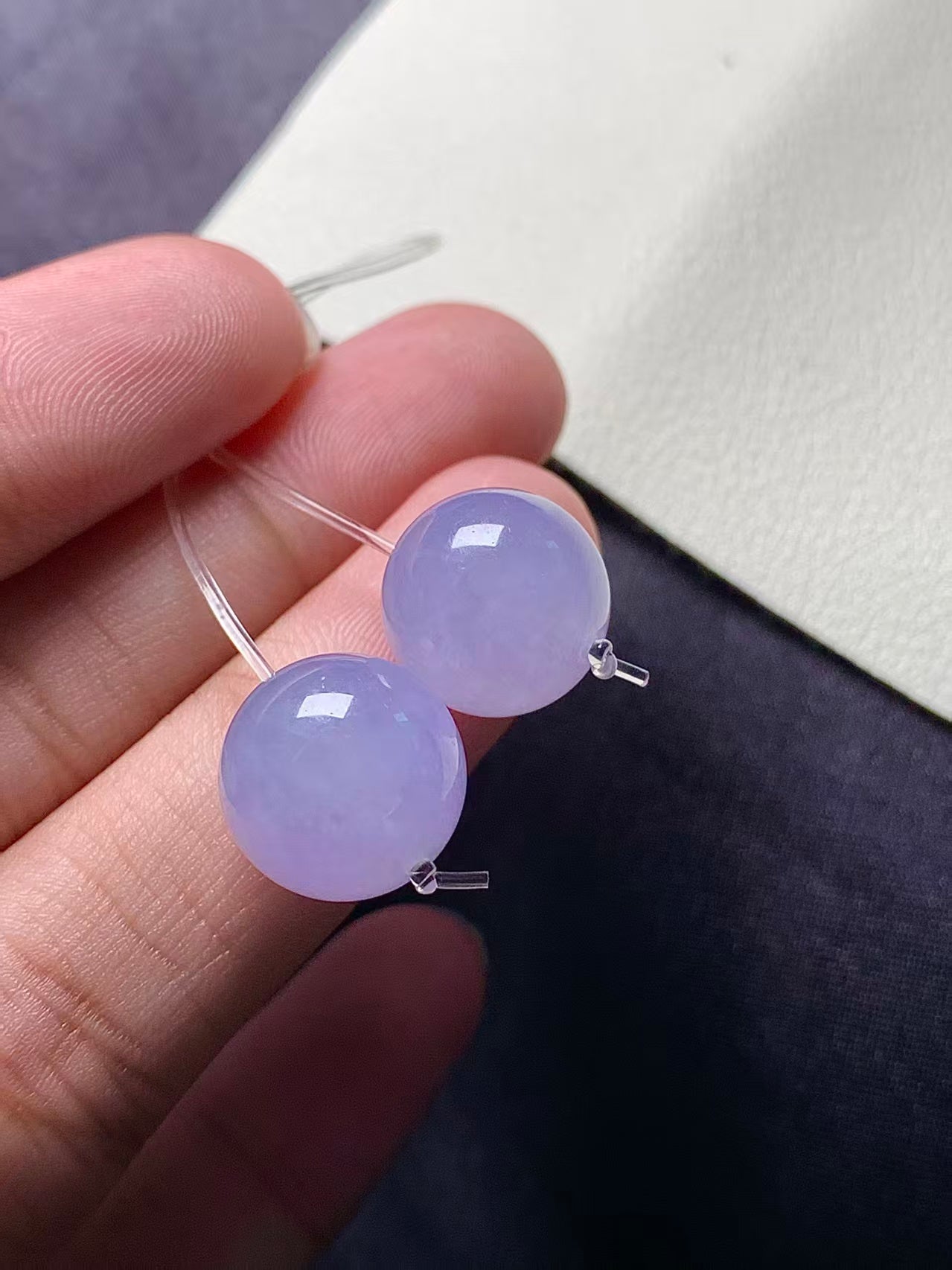 Pair of Lavender Jadeite Beads