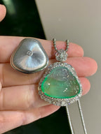 18K Gold-Inlaid Seated Buddha Pendant