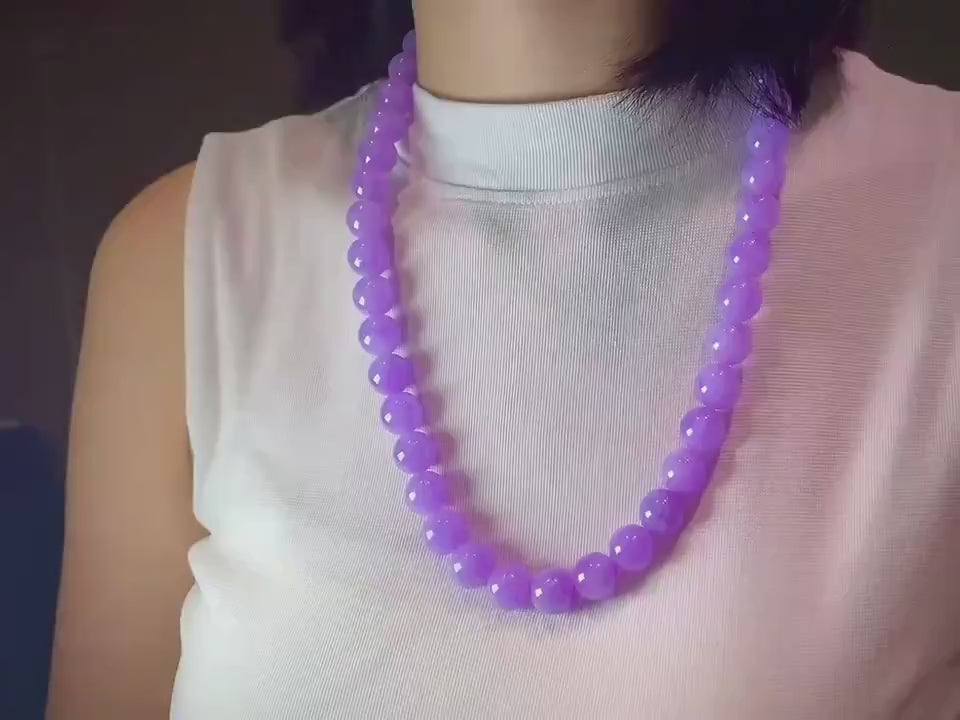 Imperial Purple Jadeite Bead Bracelet