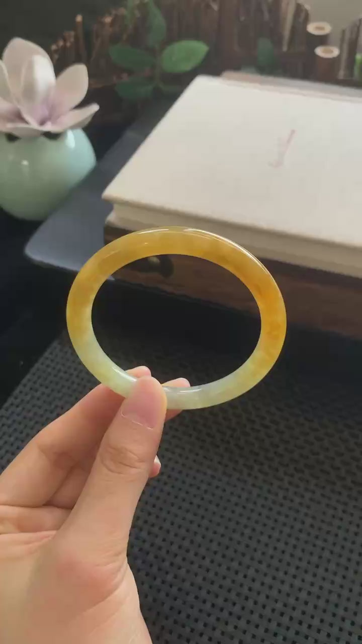 Icy Jadeite Bracelet with Yellow Fei Hues